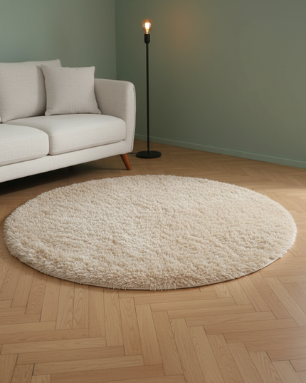 Runder Hochflor-Teppich in Beige - flauschig & weich - Ansicht 3