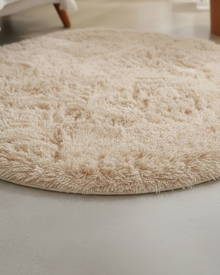 Runder Hochflor-Teppich in Beige - flauschig & weich - Ansicht 4