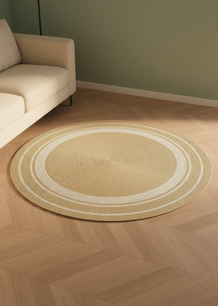 Runder Boho-Teppich in Beige - für wohnliche Akzente - Ansicht 1