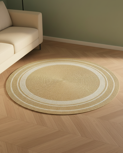Runder Boho-Teppich in Beige - für wohnliche Akzente - Ansicht 2