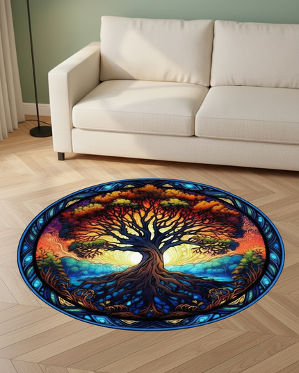 Runder blauer Boho-Teppich - für deine Leseecke - Ansicht 2
