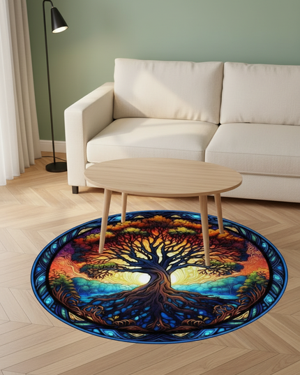 Runder blauer Boho-Teppich - für deine Leseecke - Ansicht 3
