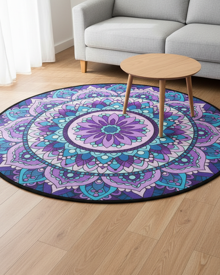 Klassischer runder Boho-Teppich - aus weichem Flanell - Ansicht 1