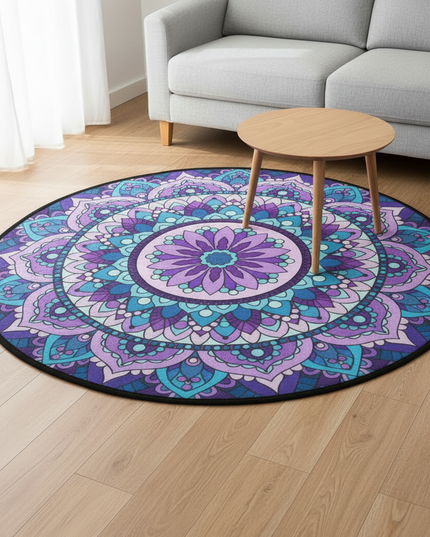 Klassischer runder Boho-Teppich - aus weichem Flanell - Ansicht 2
