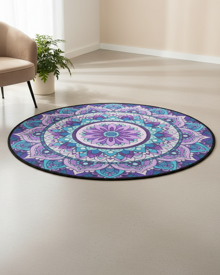 Klassischer runder Boho-Teppich - aus weichem Flanell - Ansicht 3