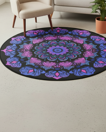 Moderner runder Boho-Teppich - mit Mandala-Muster - Ansicht 2