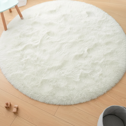 Runder Hochflor-Teppich in Creme und Weiß - modern und creme - Ansicht 1
