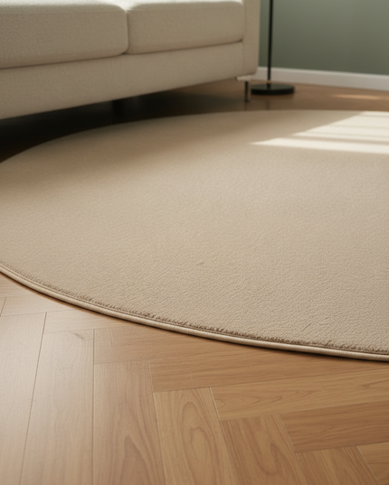 Dicker runder Kurzflor-Teppich in Beige - ideal als Läufer - Ansicht 4