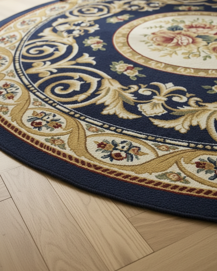 Kleiner dunkelblauer Teppich als runder Teppich - Ansicht 4