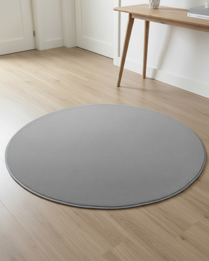 Runder Flur-Teppich aus Samt in Grau - für kuschelige Füße - Ansicht 2