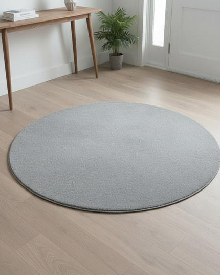 Hellgrauer runder Kurzflor-Teppich in Grau - modernes Design - Ansicht 3
