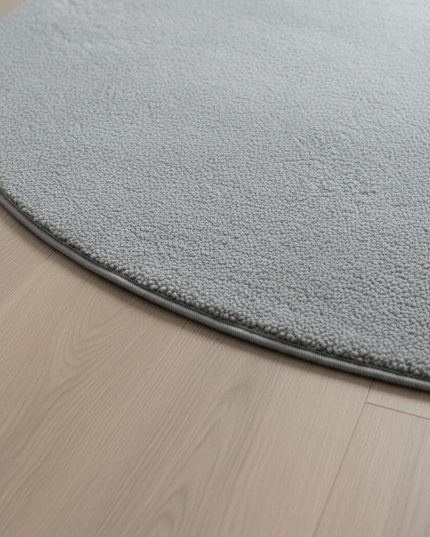 Hellgrauer runder Kurzflor-Teppich in Grau - modernes Design - Ansicht 4
