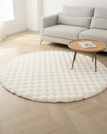 Runder Hochflor-Teppich in Creme - flauschig weich - Ansicht 1