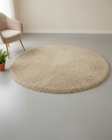 Runder Shaggy Hochflor-Teppich in Beige - modern und beige - Ansicht 3