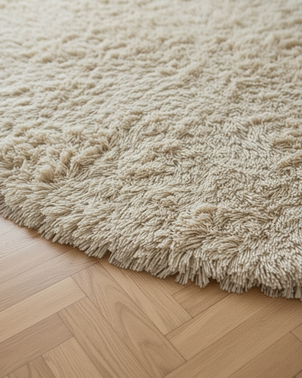 Runder Shaggy Hochflor-Teppich in Beige - modern und beige - Ansicht 4