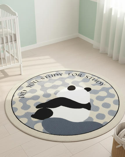 Kleiner runder Kurzflor-Teppich - mit Panda-Motiv - Ansicht 2