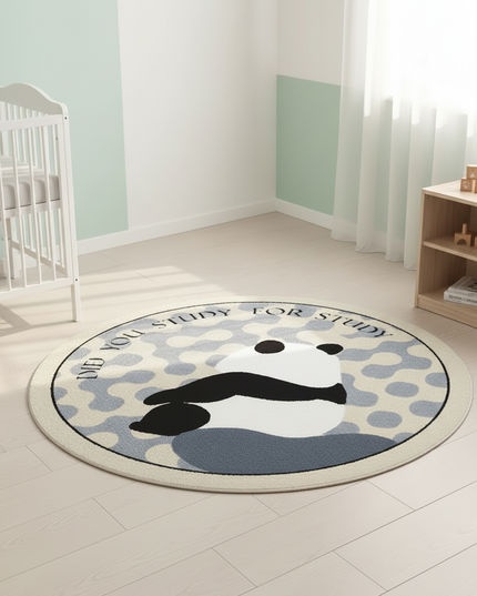 Kleiner runder Kurzflor-Teppich - mit Panda-Motiv - Ansicht 3