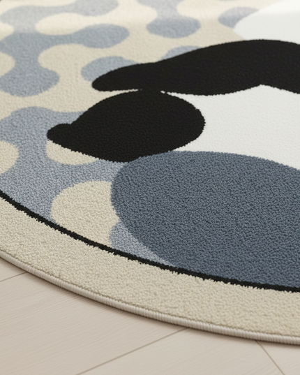 Kleiner runder Kurzflor-Teppich - mit Panda-Motiv - Ansicht 4