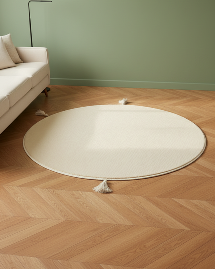 Moderner runder Kurzflorteppich in Beige - creme und weich - Ansicht 3