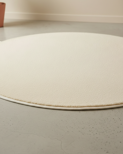 Moderner runder Kurzflorteppich in Beige - creme und weich - Ansicht 4