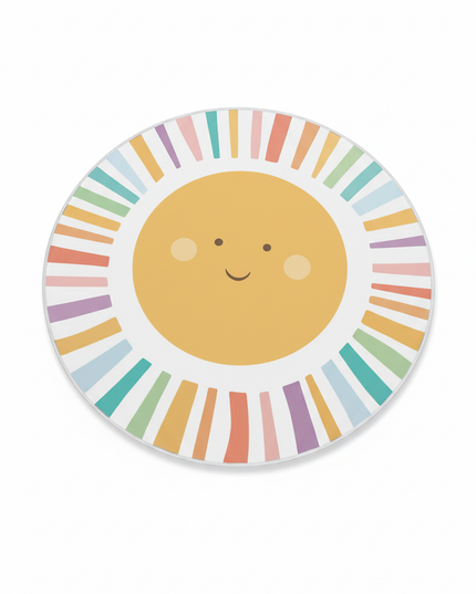 Moderner runder Kurzflorteppich - mit Sonnenmotiv - Ansicht 5