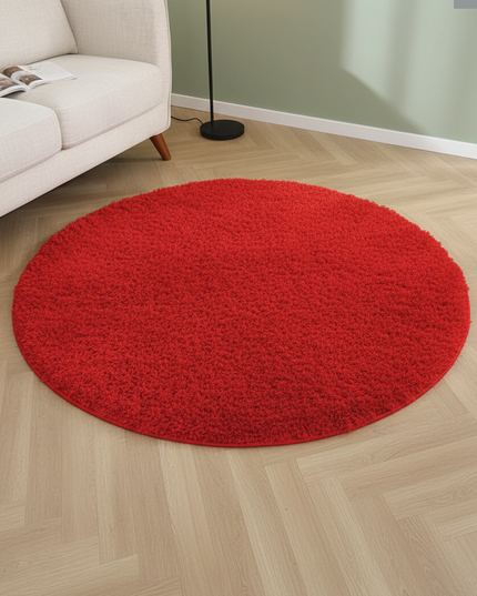 Runder roter Teppich für modernes Wohnzimmer - rote Eleganz - Ansicht 1