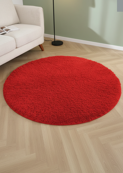 Runder roter Teppich für modernes Wohnzimmer - rote Eleganz - Ansicht 1