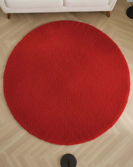 Runder roter Teppich für modernes Wohnzimmer - rote Eleganz - Ansicht 2