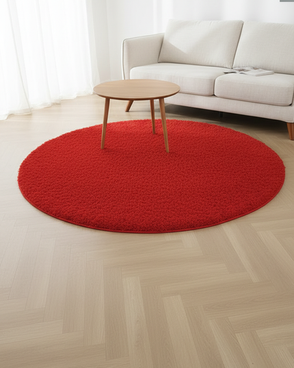 Runder roter Teppich für modernes Wohnzimmer - rote Eleganz - Ansicht 3