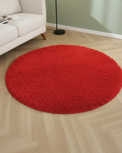 Runder roter Teppich für modernes Wohnzimmer - rote Eleganz - Ansicht 4